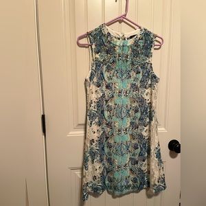 Love Reign Womens White, Blue & Orange Sleeveless Lace Dress SZ Small worn once